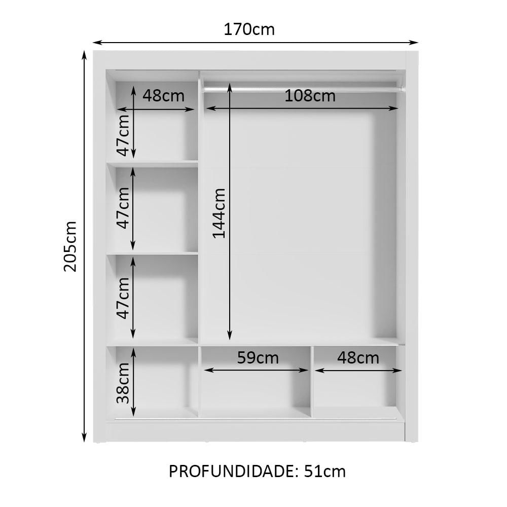 Guarda Roupa Casal Madesa Mônaco 3 Portas de Correr com Espelhos Branco/Rustic