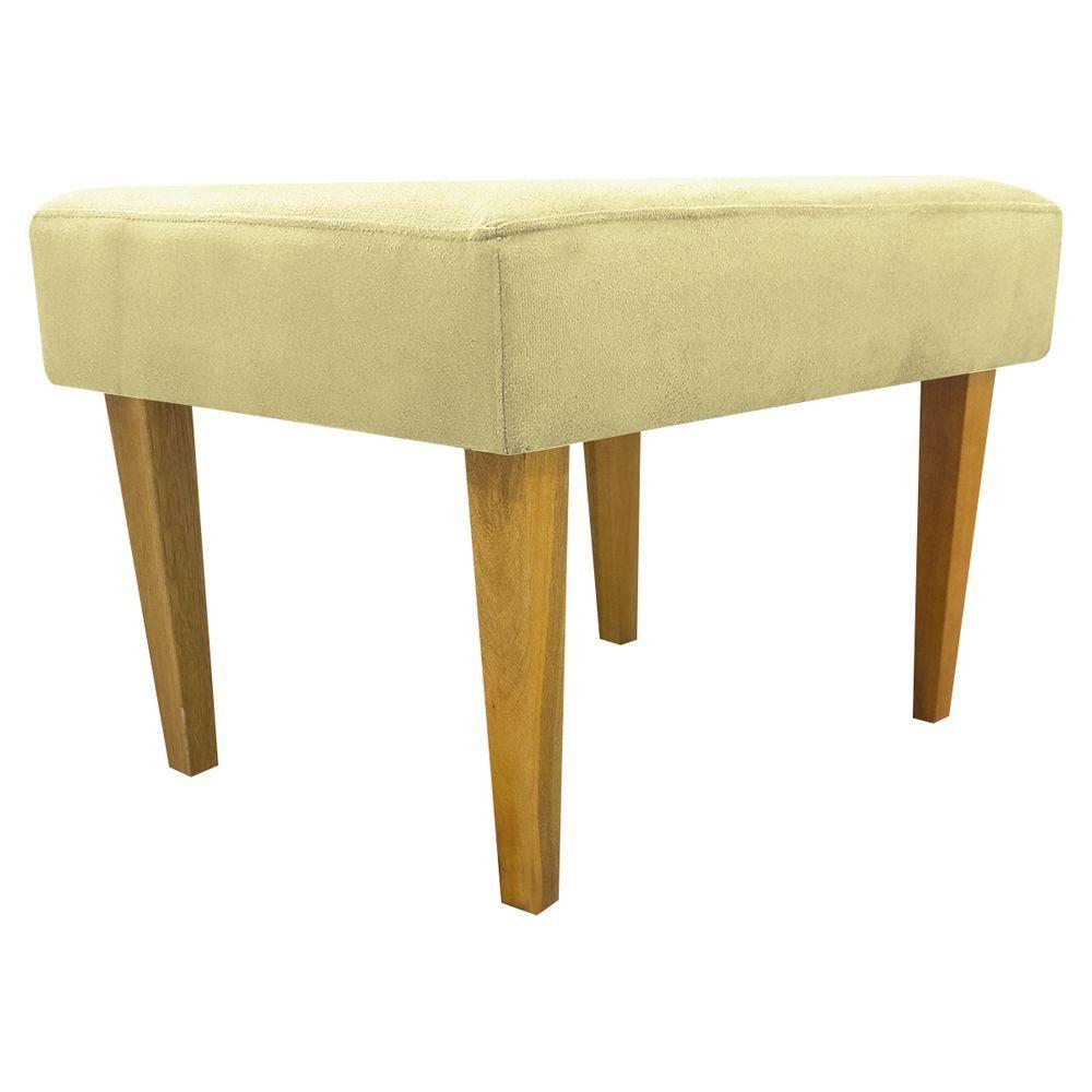 Puff Decorativo Retangular Para Sala Recepção Charme Pé Trapézio Suede Cores