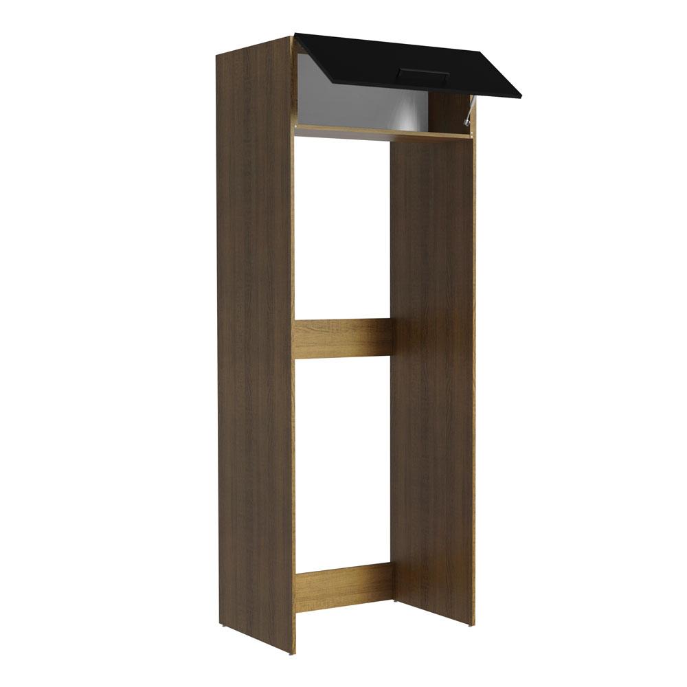 Miniatura Porta Geladeira Armário de Cozinha 1 Porta Basculante Rustic/Preto Agata Madesa Rustic/Preto