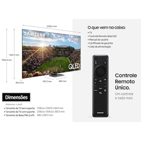 Smart TV QLED 98” 4K Samsung 98Q80C com Processador com IA, Gaming Hub, FreeSync, Wi-Fi, Bluetooth e SmartThings