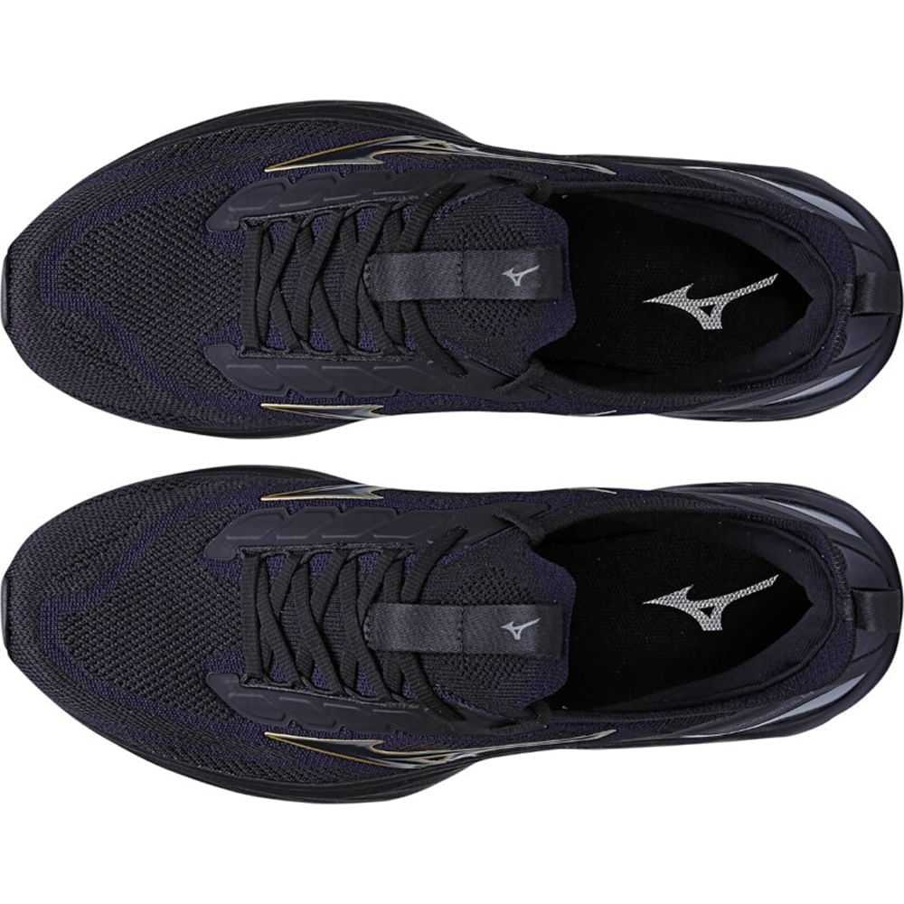 Miniatura Kit 1 Tênis masculino Mizuno de corrida Wave Invictus 4 e 1 mochila Energy Preto - 39