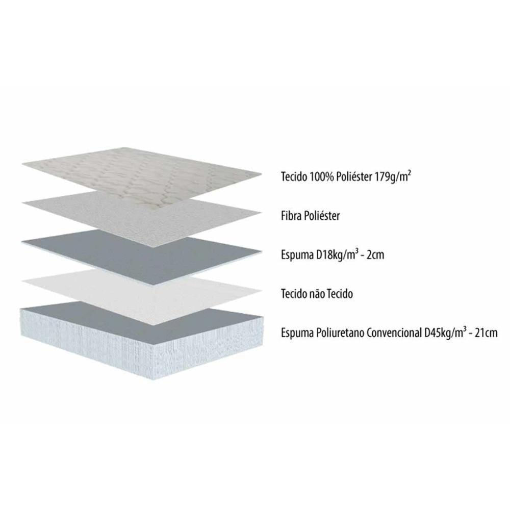 Miniatura Cama Box Baú Queen: Colchão Espuma D45 Herval New Top Double Face + Base Crc Courano Gray(158x198)