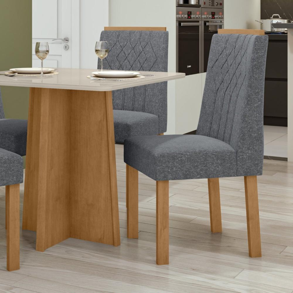 Miniatura Conjunto 2 Cadeiras Exclusive Móveis Lopas Amêndoa Clean/Cinza