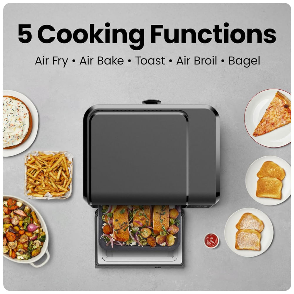 Miniatura Fritadeira elétrica forno de bancada 14L Chefman EasyAir preta 5 funções 450°C 1750W 110V