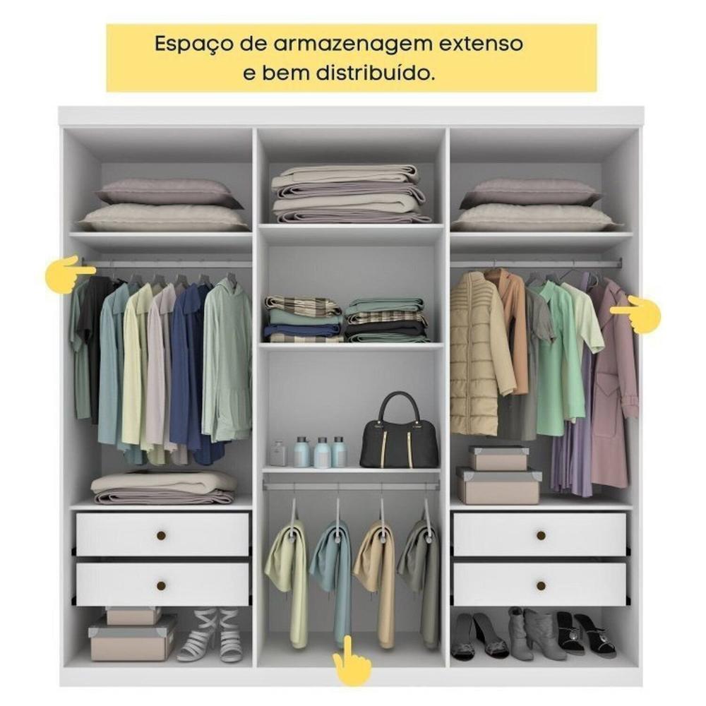 Quarto Casal Completo Guarda-Roupa Lima, Cama Mônaco e Cômoda Premium Espresso Móveis Neve