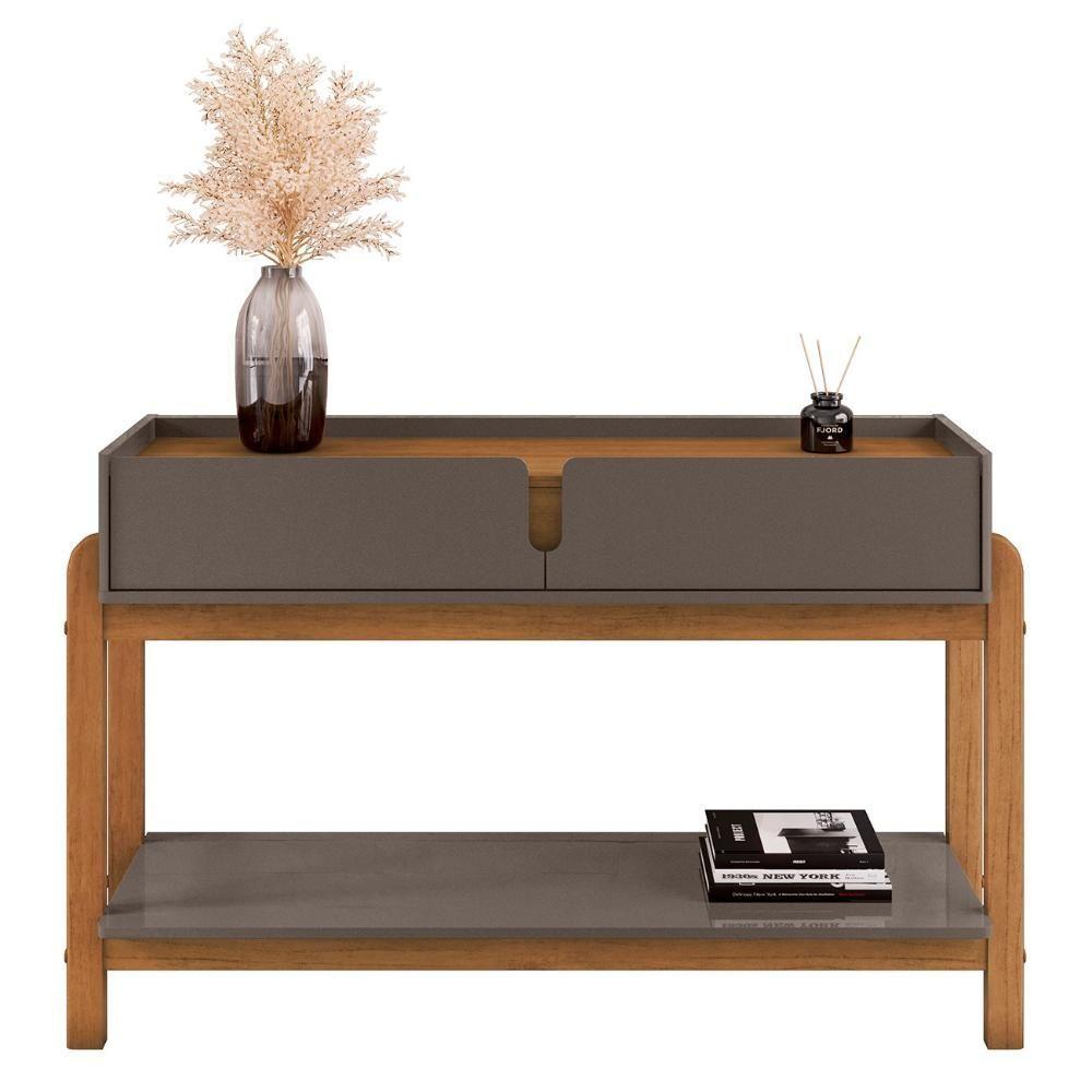 Miniatura Aparador De Sala 2 Gavetas 130cm Nay C14 Cinza Perola/cedro - Mpozenato