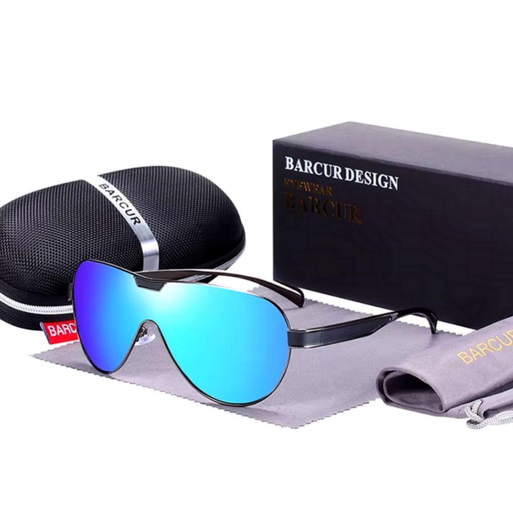 Miniatura Óculos De Sol Masculino Com Lentes Polarizadas Design Esportivo Azul