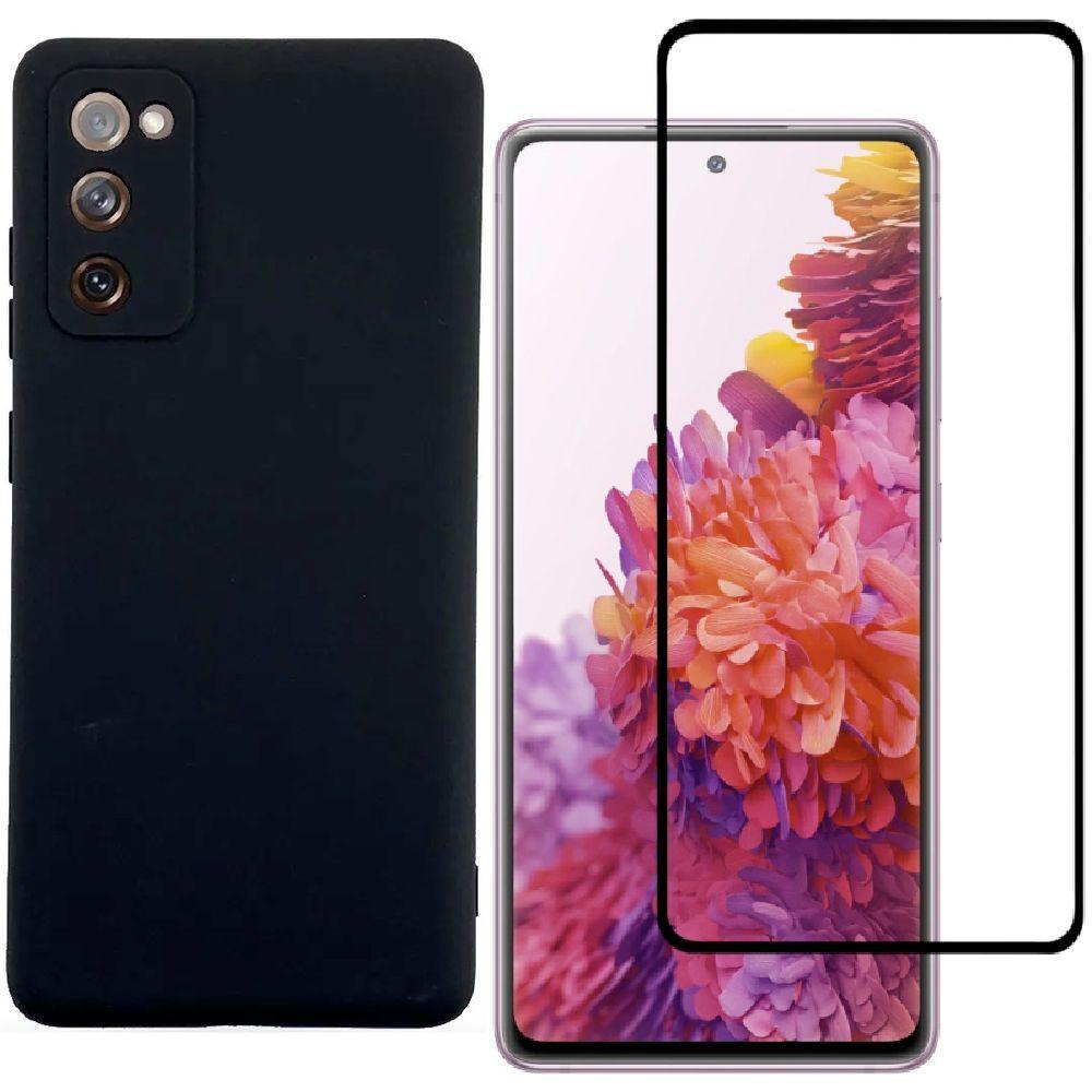 Miniatura Capa Capinha Preta Para S20 Fe + Película De Vidro 3D