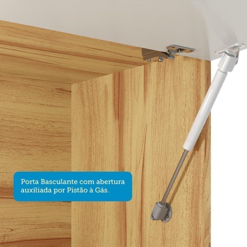 Miniatura Cozinha Compacta Modulada 3 Peças 8 Portas com Vidro Itália Espresso Móveis Amêndoa/Off White