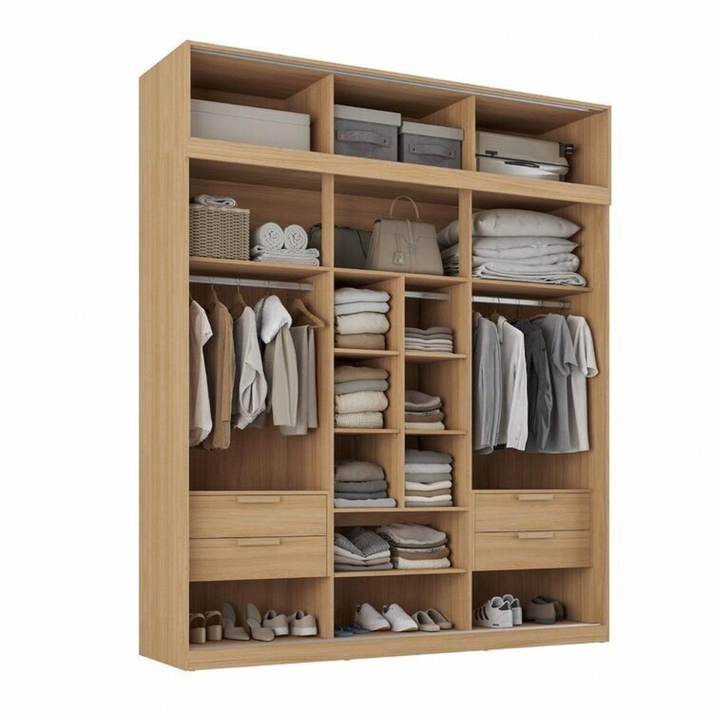 Miniatura Guarda-roupa Modular 2 Peças 6 Portas de Correr Jade Cabecasa Madeiramadeira Avelã