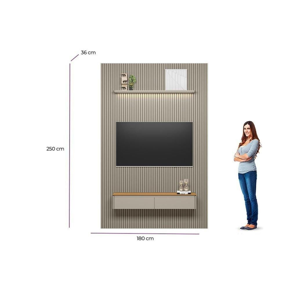 Miniatura Painel para Tv 75 Polegadas com Led Ripado Modular Tauari / Gris Fosco