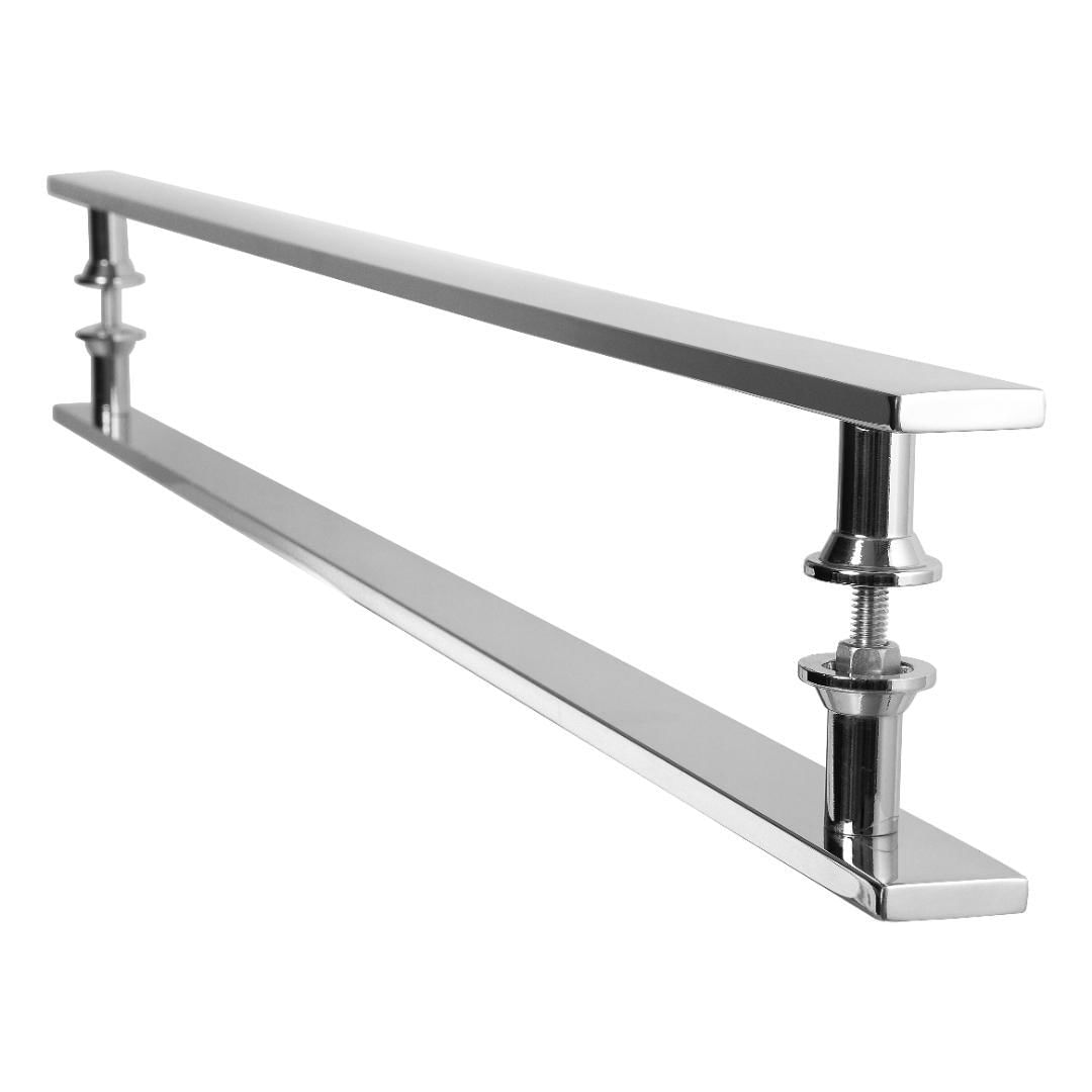 Miniatura Puxador Barra Chata Inox Para Porta De Madeira Vidro 70 Cm Puxador - Porta - Aço inox, madeira