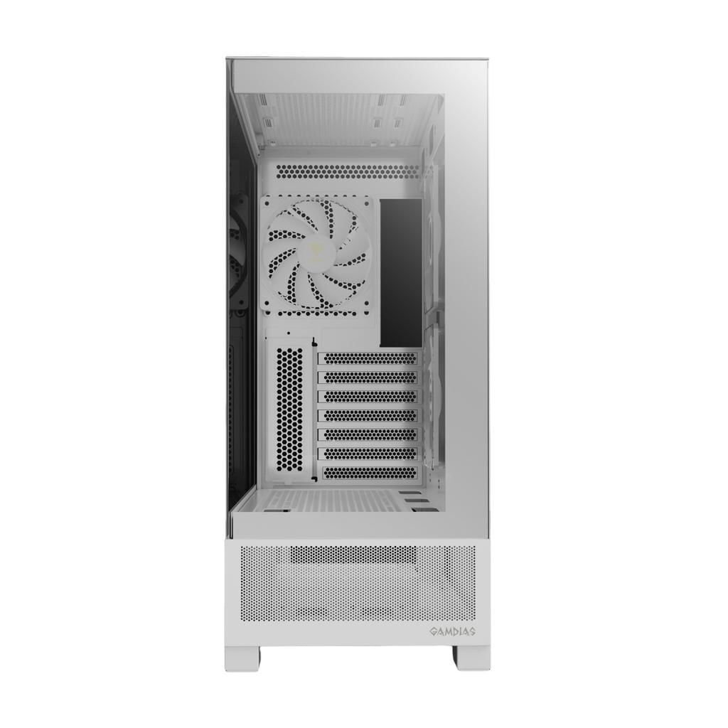 Miniatura Gabinete Gamer Gamdias Atlas M1 Wh Com 3 Fans Rgb Atx Branco