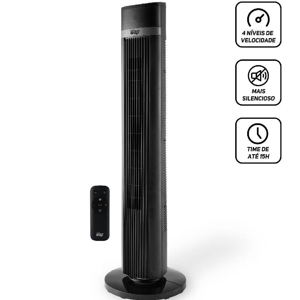 Miniatura Ventilador Torre Wap Air Silence Controle Remoto 4 Velocidades 70W 127V