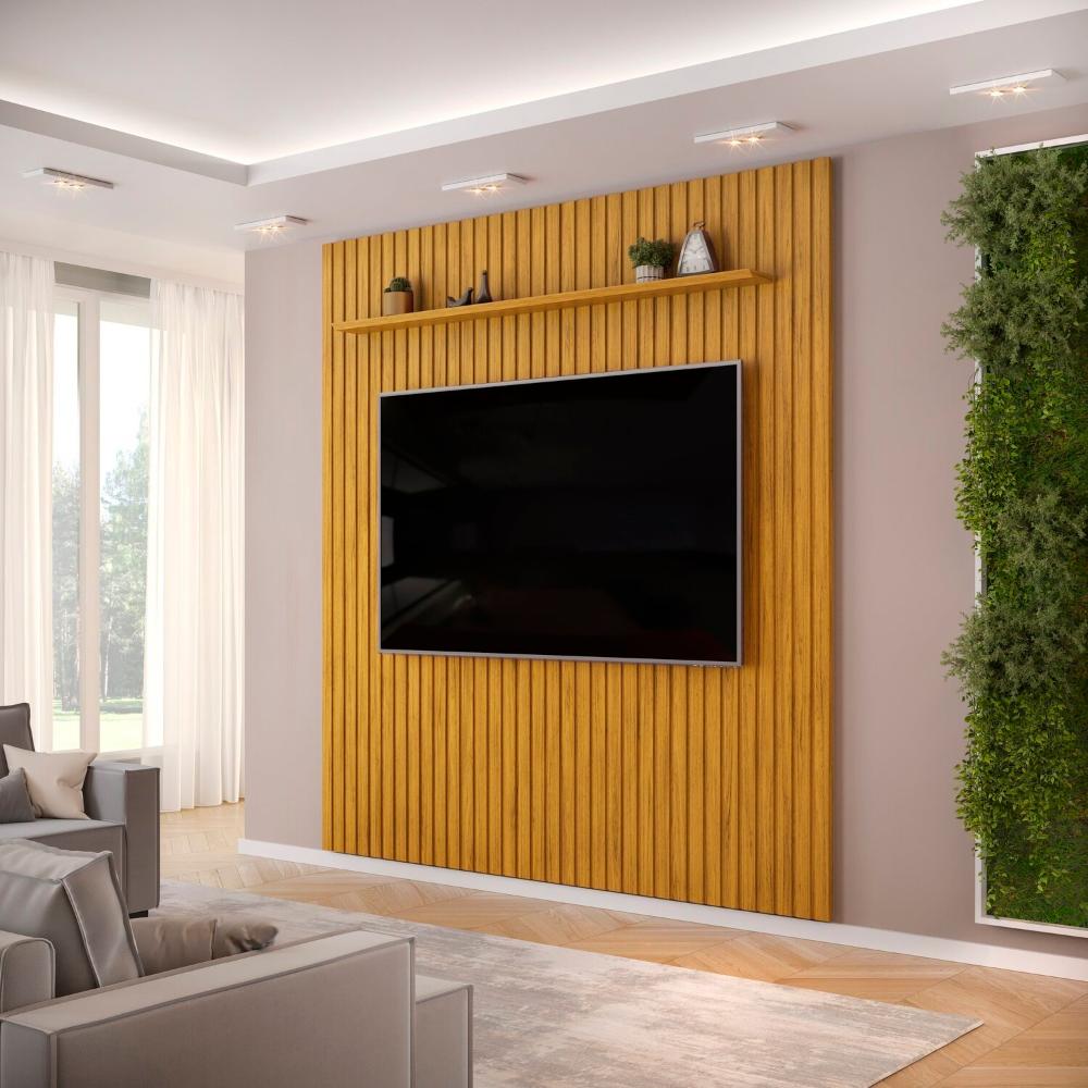 Miniatura Painel Ripado Trento 250x240cm em Mdf Cedro