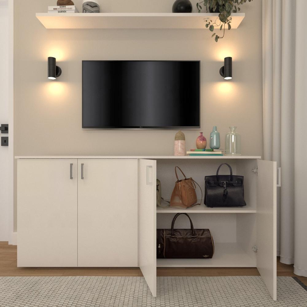Miniatura Armário Duplo Baixo para Quarto Moderno Branco