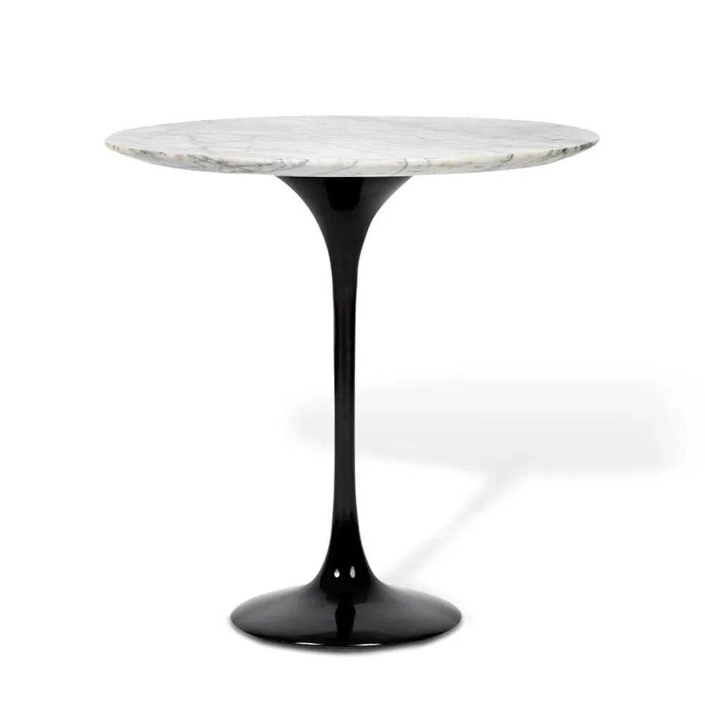 Miniatura Mesa Saarinen Lateral Carrara 42cm - Base Preta