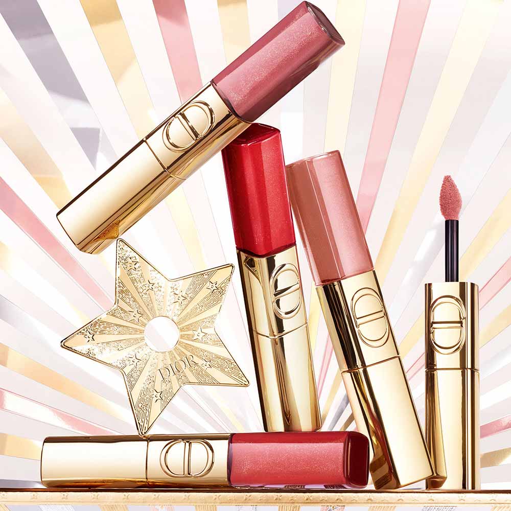 Miniatura Batom Líquido Dior Rouge Dior Sequin Liquid Duo Edição Limitada 5ml 100 Spectacular Nude