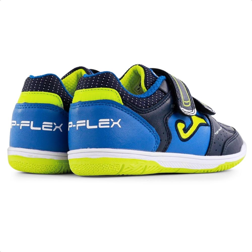 Miniatura Chuteira Futsal Joma Top Flex JR Infantil Marinho / Azul - 26