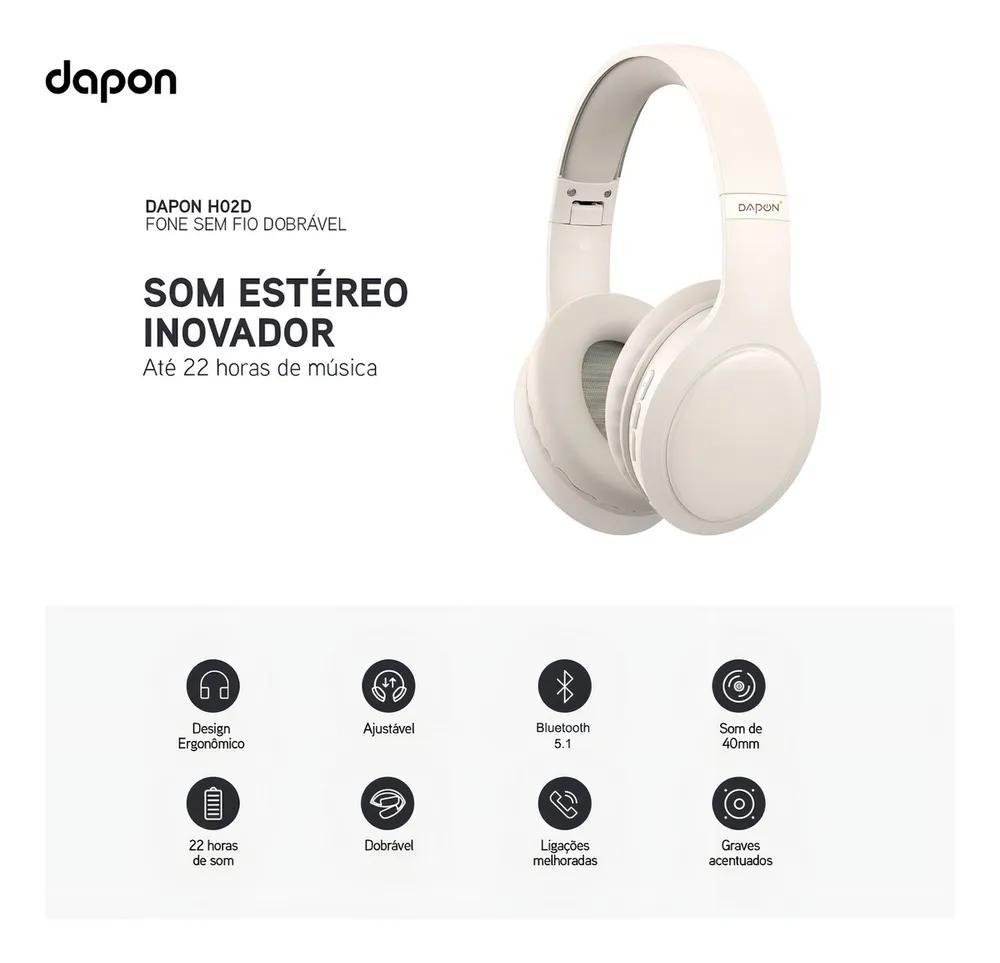 Miniatura Fone De Ouvido Headphone Dapon H02D Bluetooth 5.1 Microfone