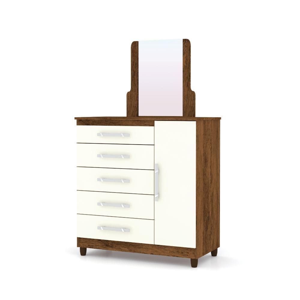 Miniatura Cômoda Com Sapateira Com Espelho Cronus Imbuia Rústico Champanhe