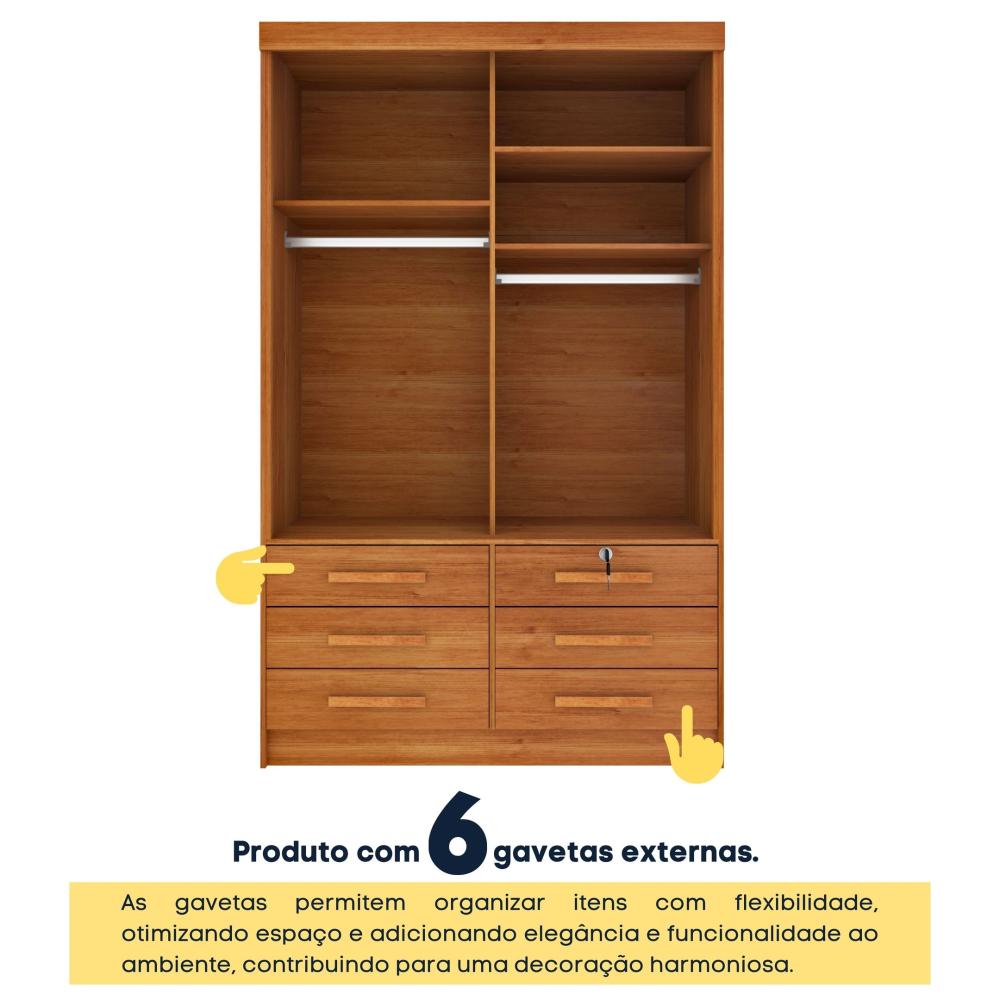 Guarda Roupa Solteiro com Espelho 2 Portas 6 Gavetas 133cm Chicago Guarda Roupa 2 Portas 6 Gavetas Chicago Tcil Móveis Cinamomo
