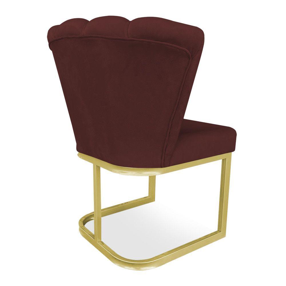 Miniatura Poltrona Flor Veludo Marsala Base Metálica Industrial Dourado - Pallazio