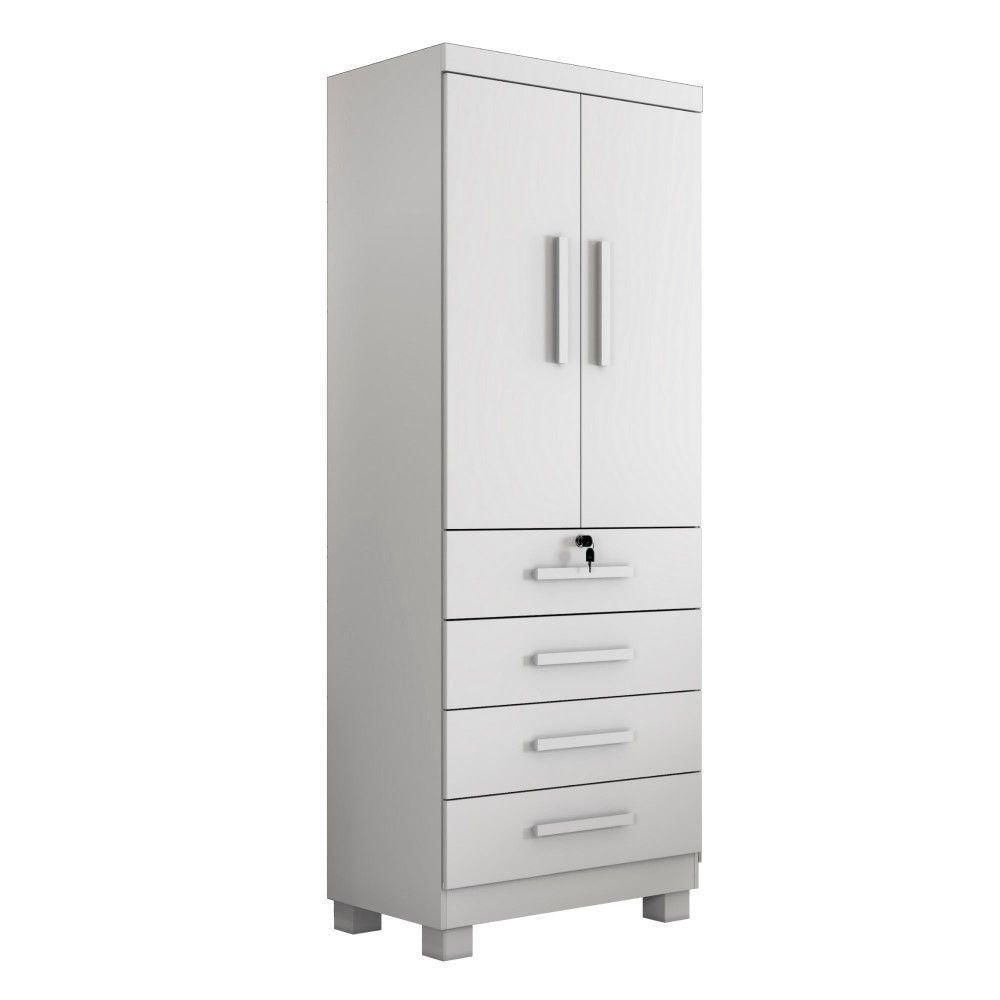Miniatura Guarda Roupa New Maia 2 Portas 4 Gavetas Com Chave Benetil Móveis Branco