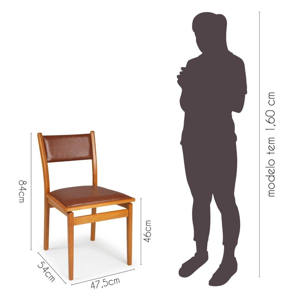 Miniatura Kit 2 Cadeiras Madeira Maciça Encosto e Assento Estofado Chade Freijó