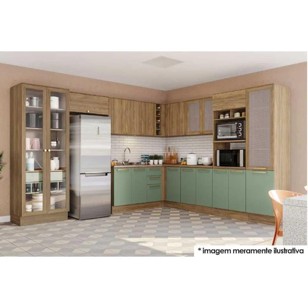 Miniatura Gabinete De Cozinha Modulado Balcão M625 Canto Reto 1 Porta C-tampo 98cm Nogueira-oliva-orion