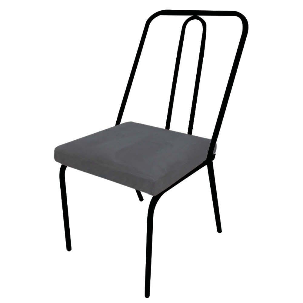 Miniatura Cadeira De Jantar Drika Office Escritório Recepção Ferro Preto Corino Cinza - Amey Decor