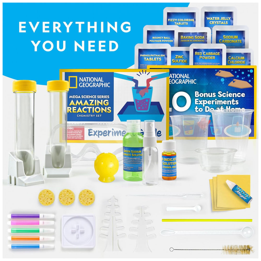 Miniatura Kit de Química com 45 Experimentos Científicos, Incluindo Crescimento e Reações de Cristais, National Geographic