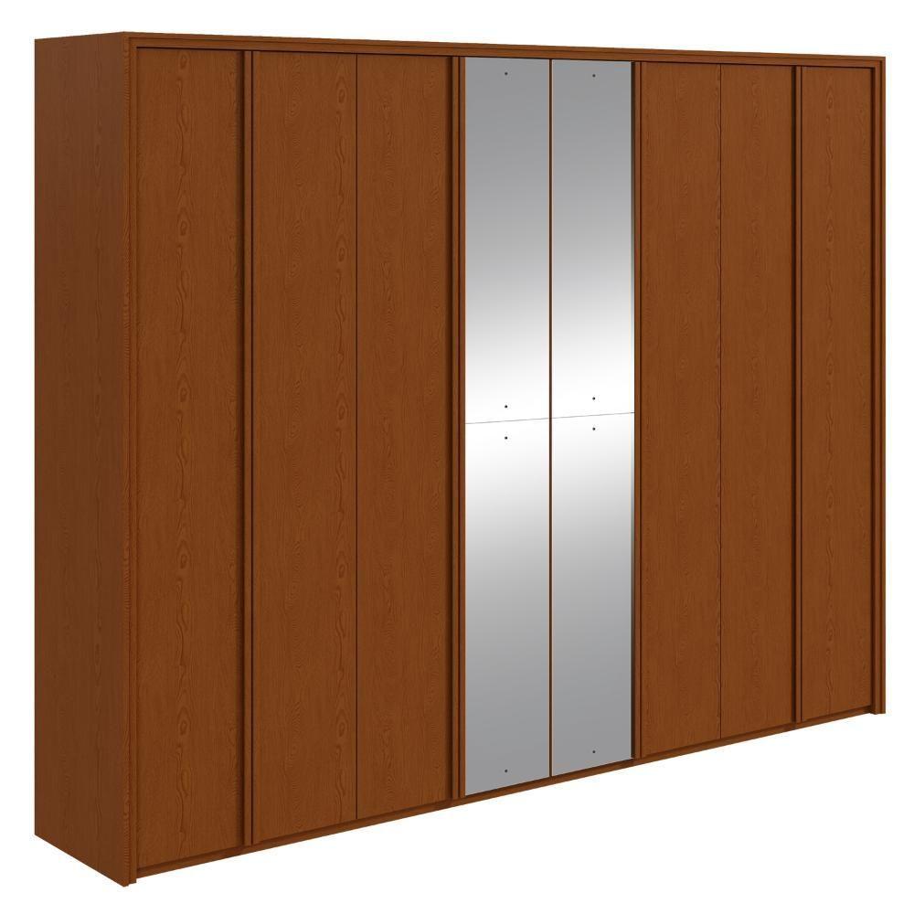 Miniatura Guarda-roupa Casal 100% Mdf 8 Portas Easy Glow Com Espelhos Frassino