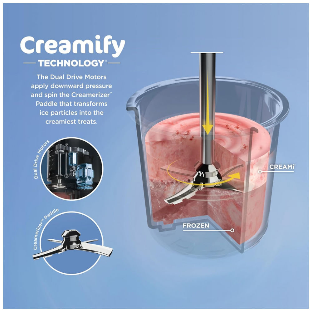 Ninja CREAMi Ice Cream Maker para Gelato, Adicionais, Milkshakes, Sorvete, Tigelas de Smoothie, 7 Programas com um Toque, com 2 Recipientes de 500ml