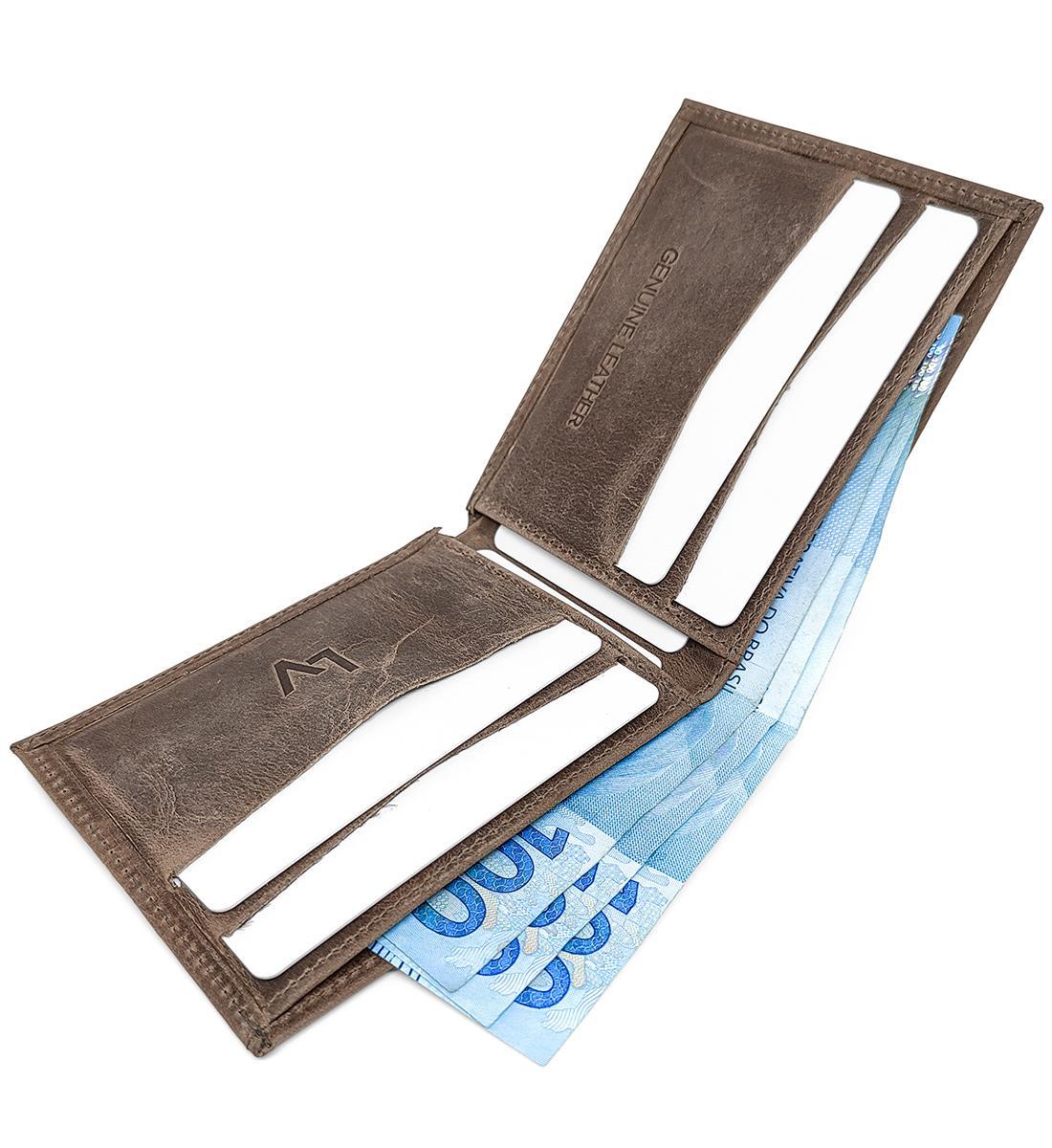 Carteira Slim Masculina De Couro Le Voyage Cnh Cartões Notas