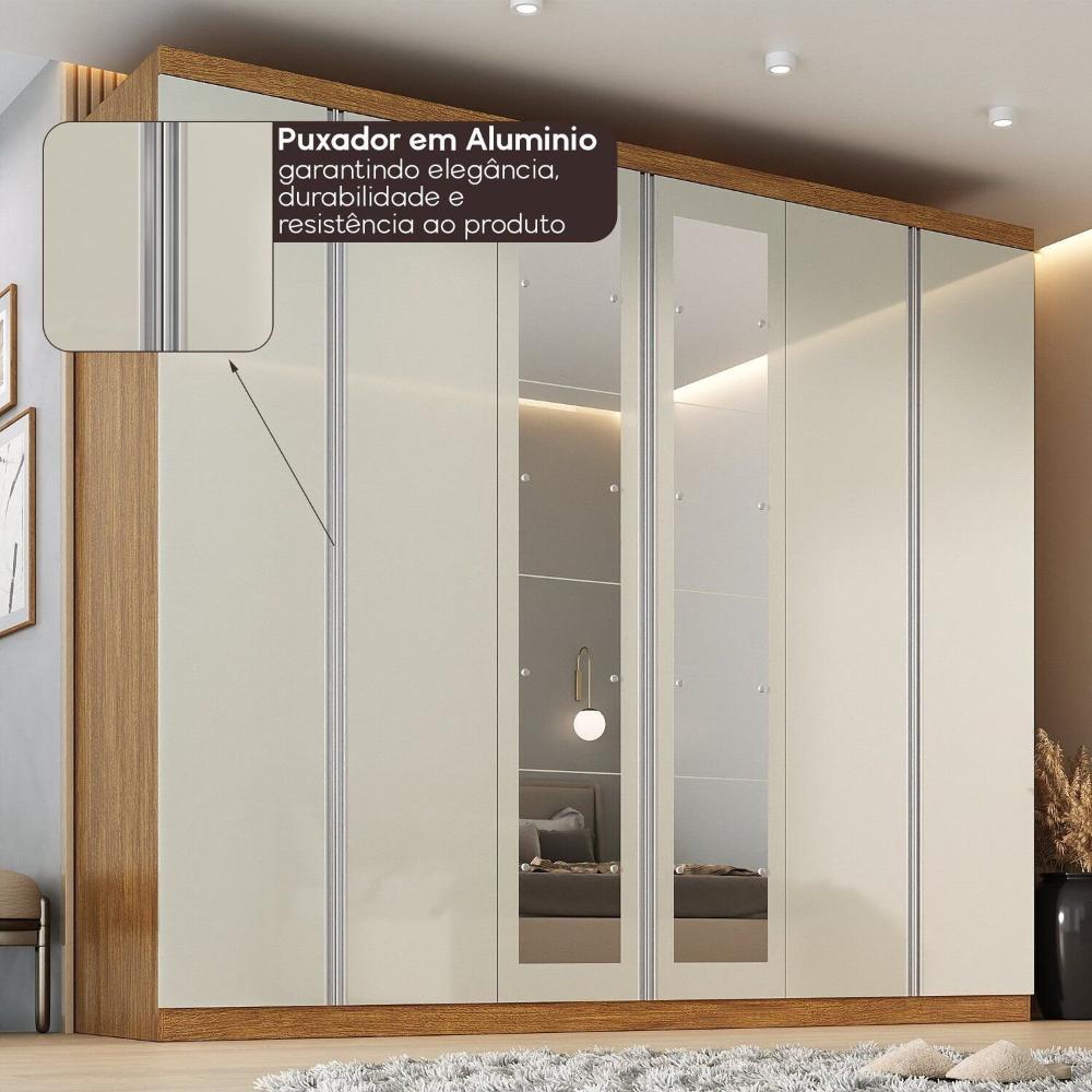 Guarda-roupa Casal com Espelho Monte Carlo Cinamomo / Off White