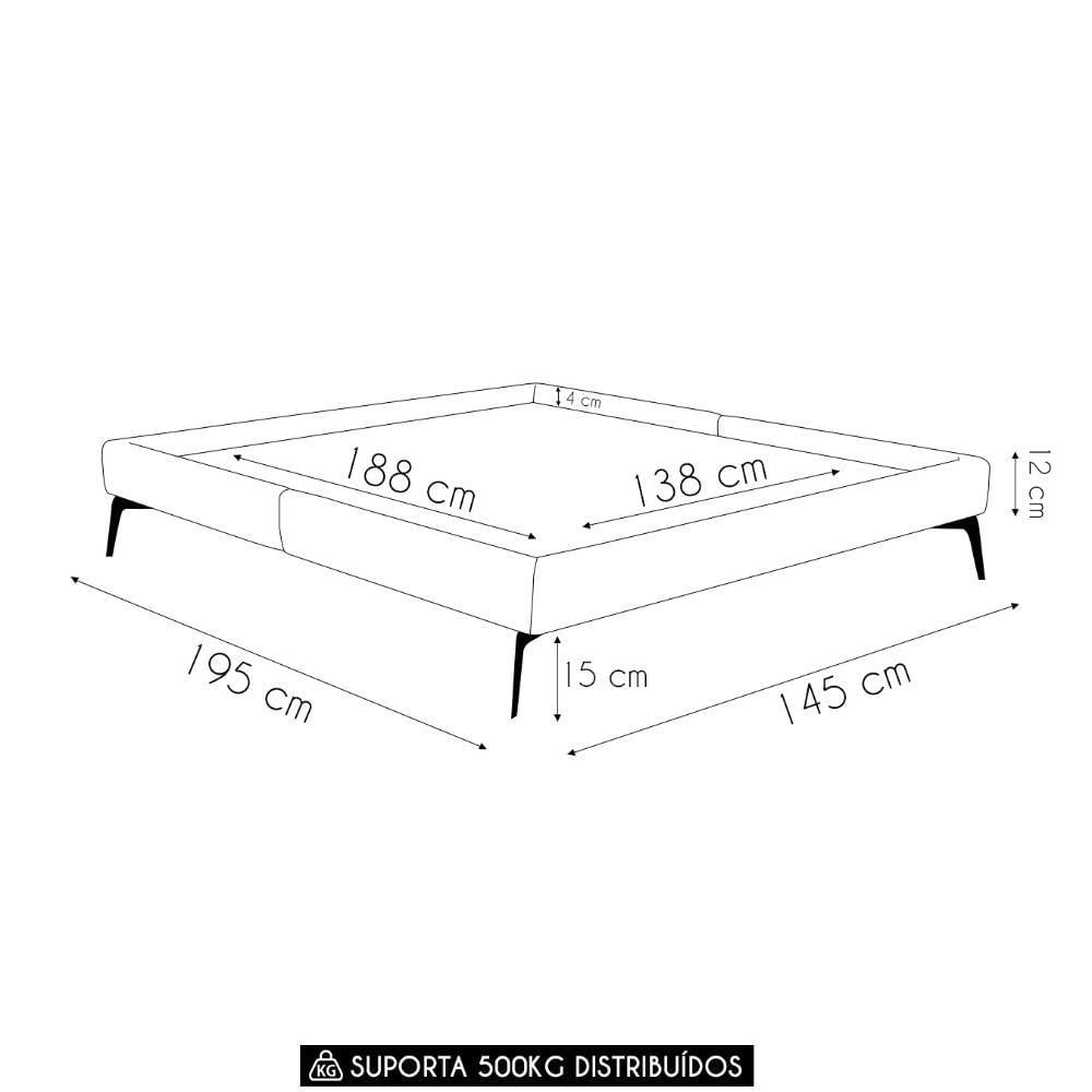 Miniatura Cama Casal Com Cabeceira 145cm Pés Metálicos Elisa S05 Veludo Bege - Mpozenato