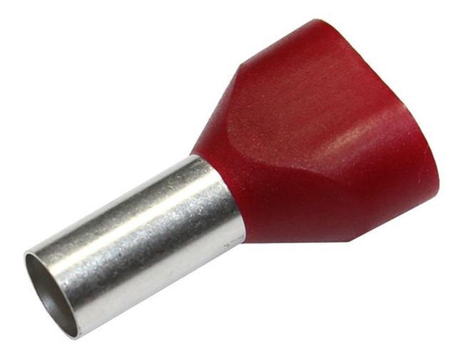 Miniatura Kit 100X Terminal Elétrico Ilhós Tubular Duplo 10Mm Vermelho