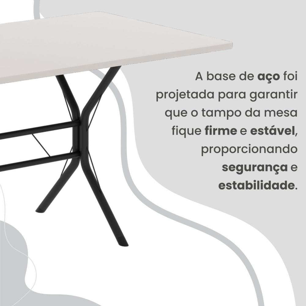Conjunto Sala de Jantar Mesa Retangular 140x75cm Tampo Madeira Mdp 6 Cadeiras Rio C. Marrom / Preto Fosco