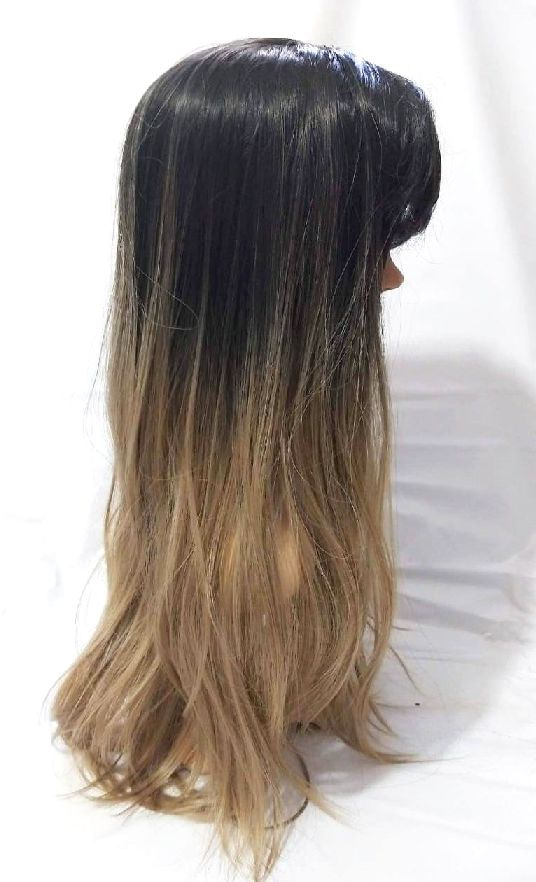 Peruca Lace Wig Lisa Preto com Loiro Ombre Hair Fibra Futura