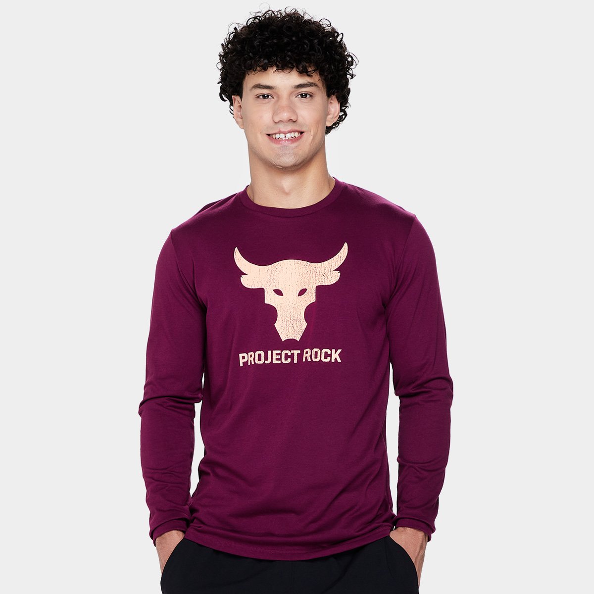 Miniatura Camiseta Under Armour Projetct Rock Masculina Vinho+Bege - G