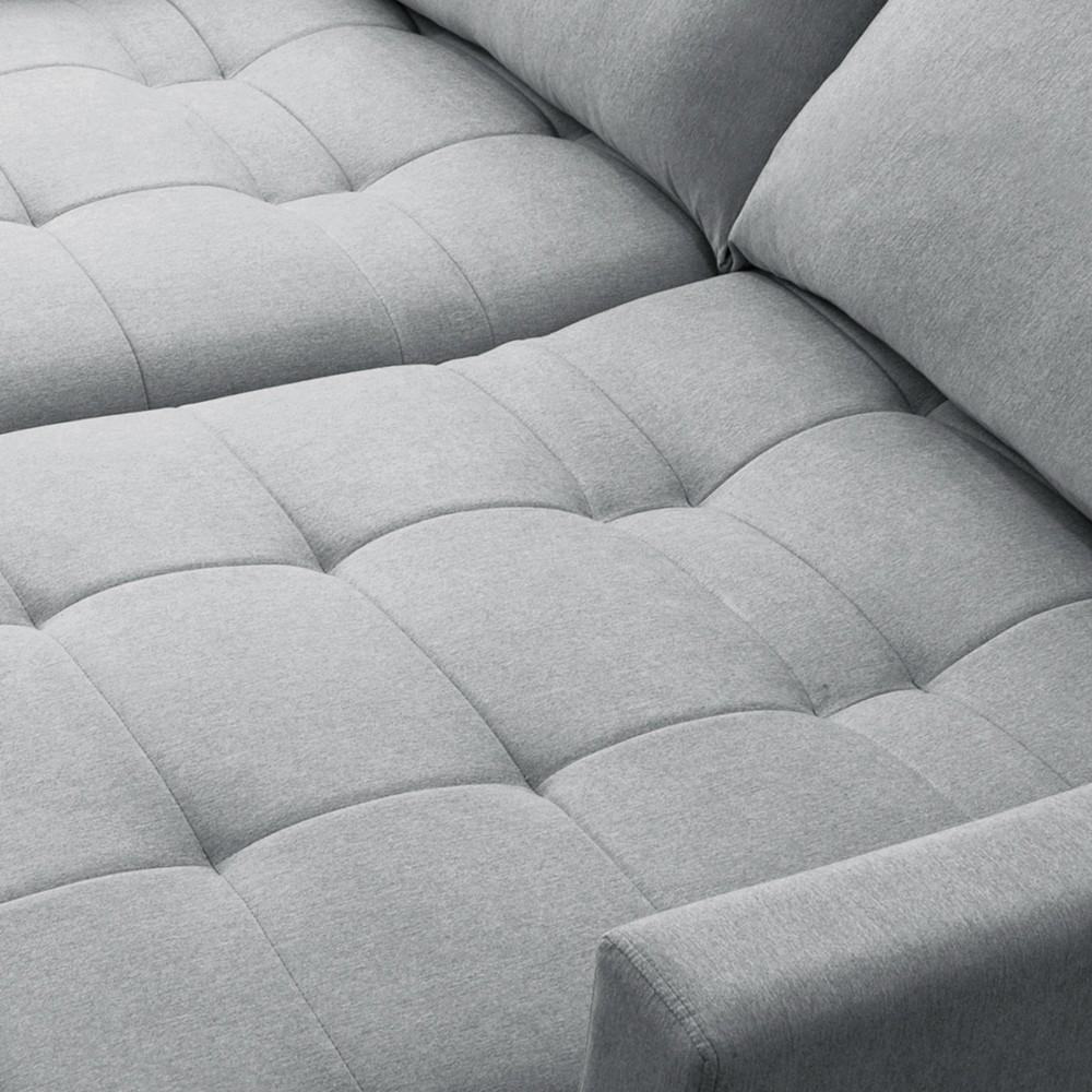 Sofá Cama Casal Retrátil 208cm Carly F05 Linho Impermeabilizado Cinza - Mpozenato