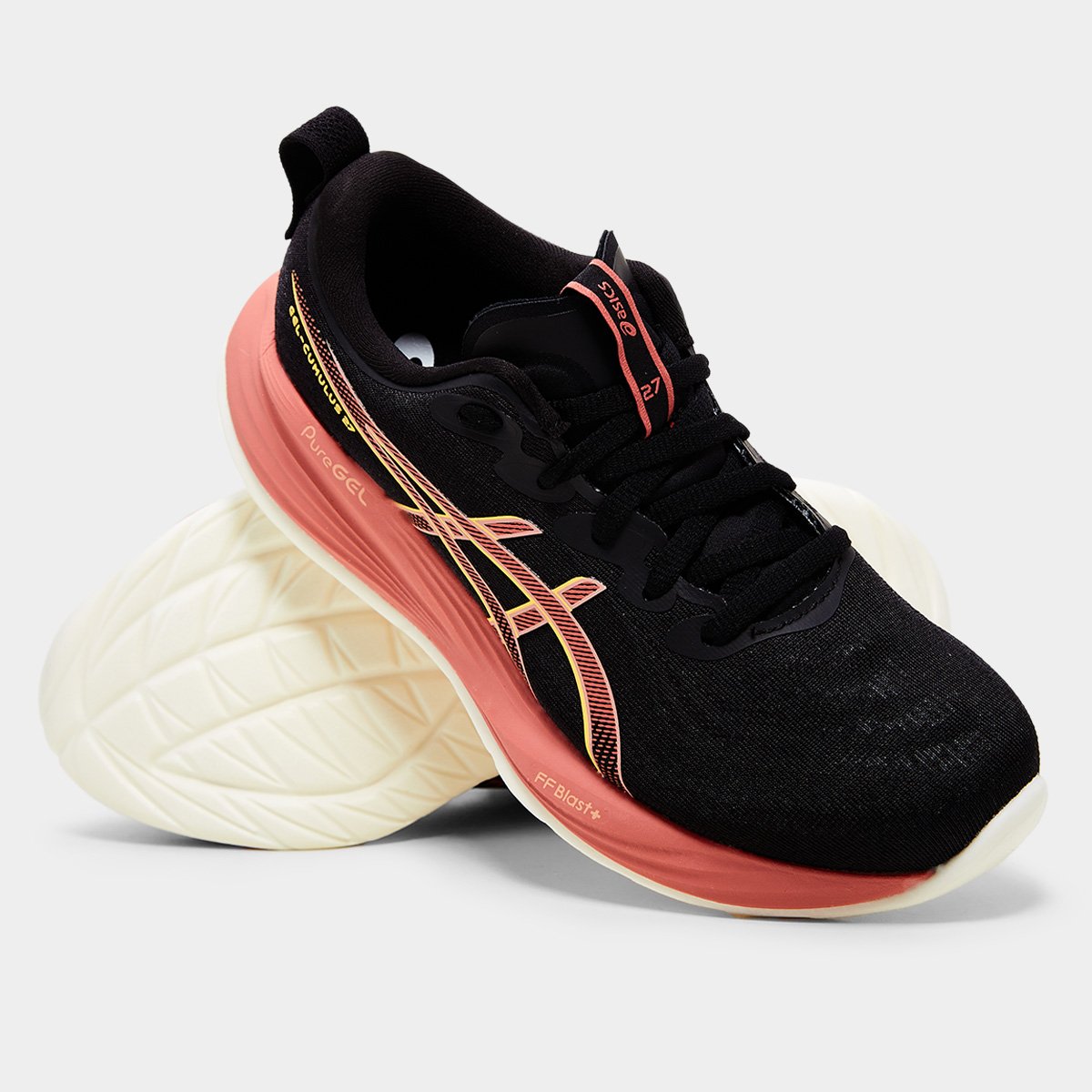 Miniatura Tênis Asics Gel Cumulus 27 Feminino Preto+Laranja - 34