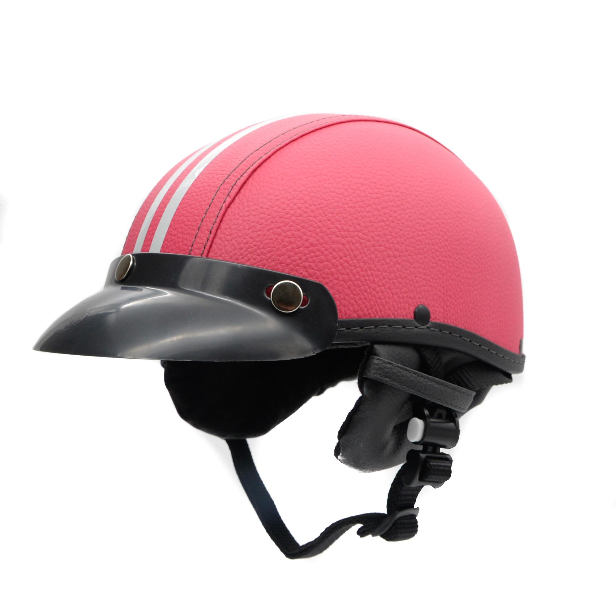 Miniatura Capacete Coquinho Scooter Moto Elétrica Bike Couro Rosa