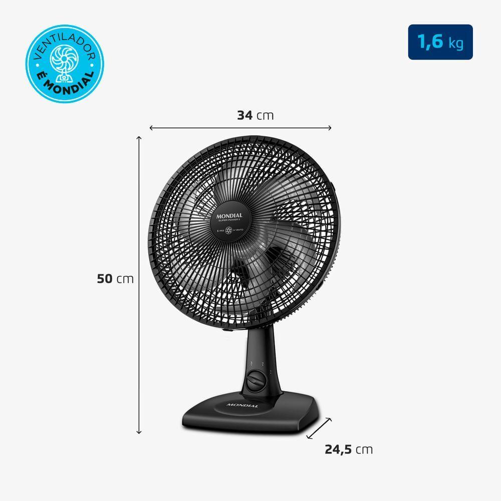 Ventilador De Mesa 30cm Super Power Ii Mondial Preto 60W NVSP-30-B2 220V