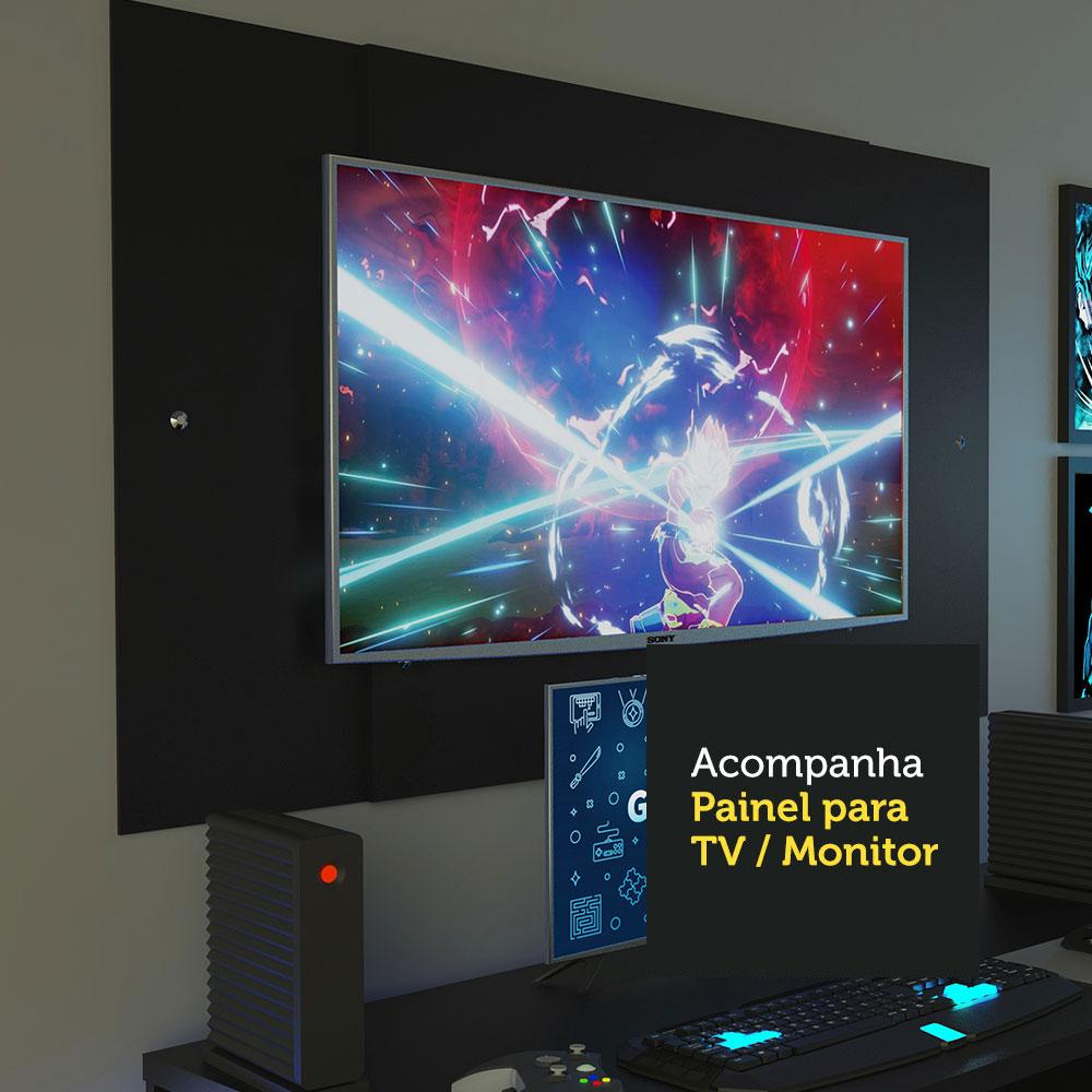 Miniatura Mesa para Computador Gamer Madesa 9409 e Painel para TV até 58 Polegadas - Preto Preto