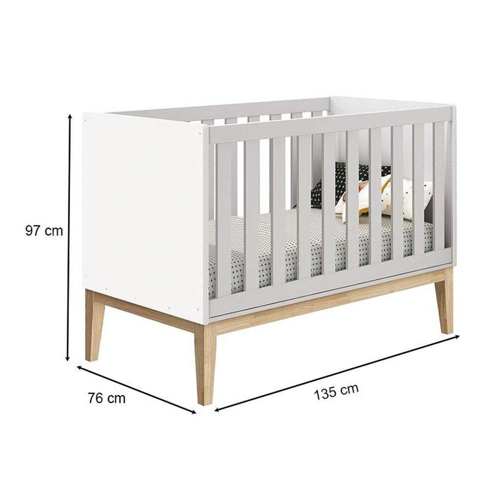 Miniatura Quarto De Bebê 3 Portas New Classic Branco Com Pés Madeira Natural E Colchão Gazin - Reller