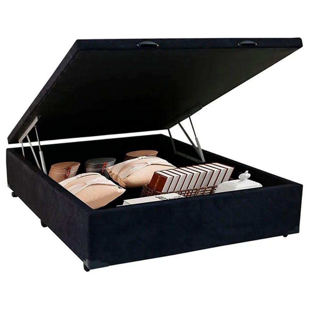 Miniatura Cama Box Baú Viúva Sereneprime Suede Preto 128x188x44