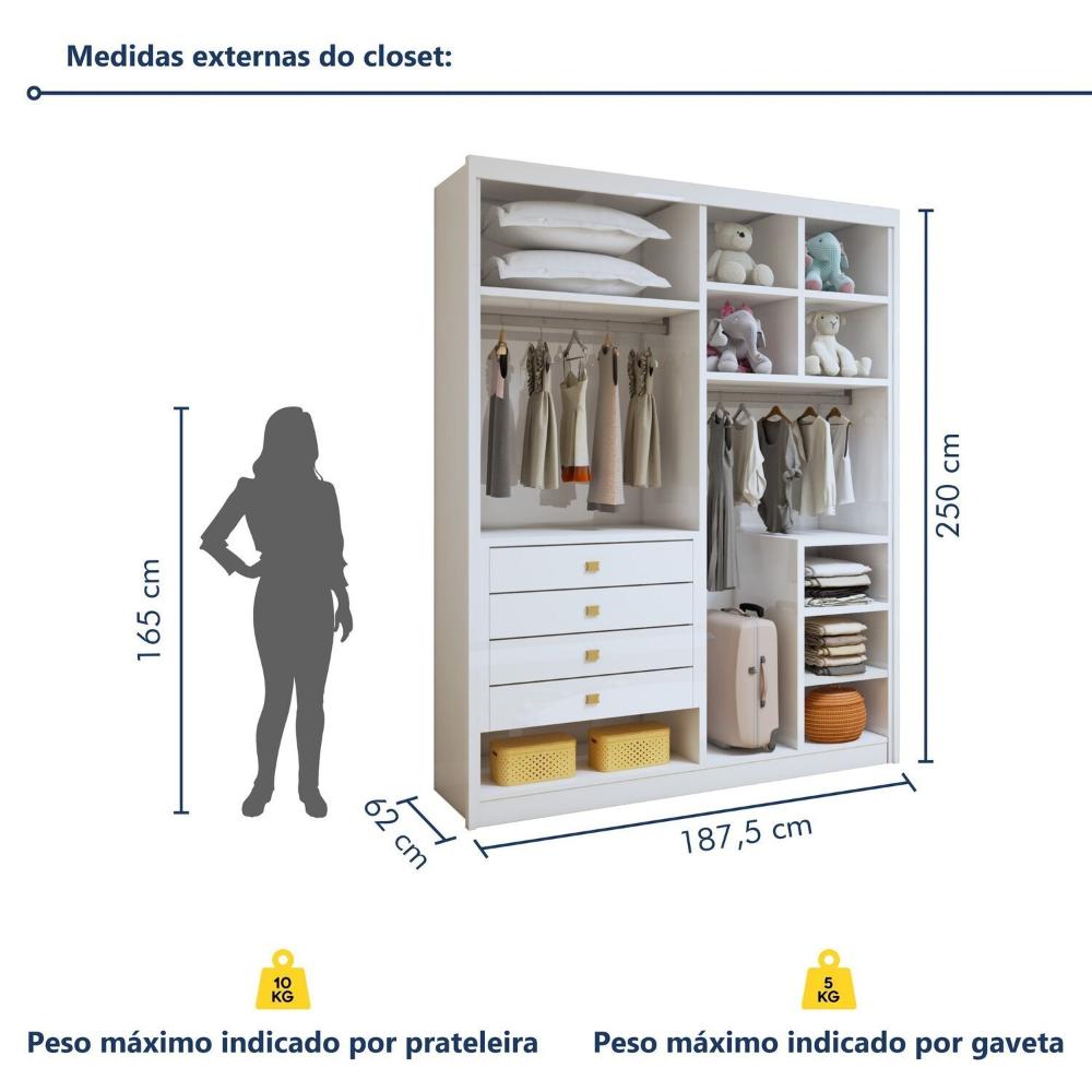 Quarto Infantil Completo Closet Eloá e Cama Irlanda Branco