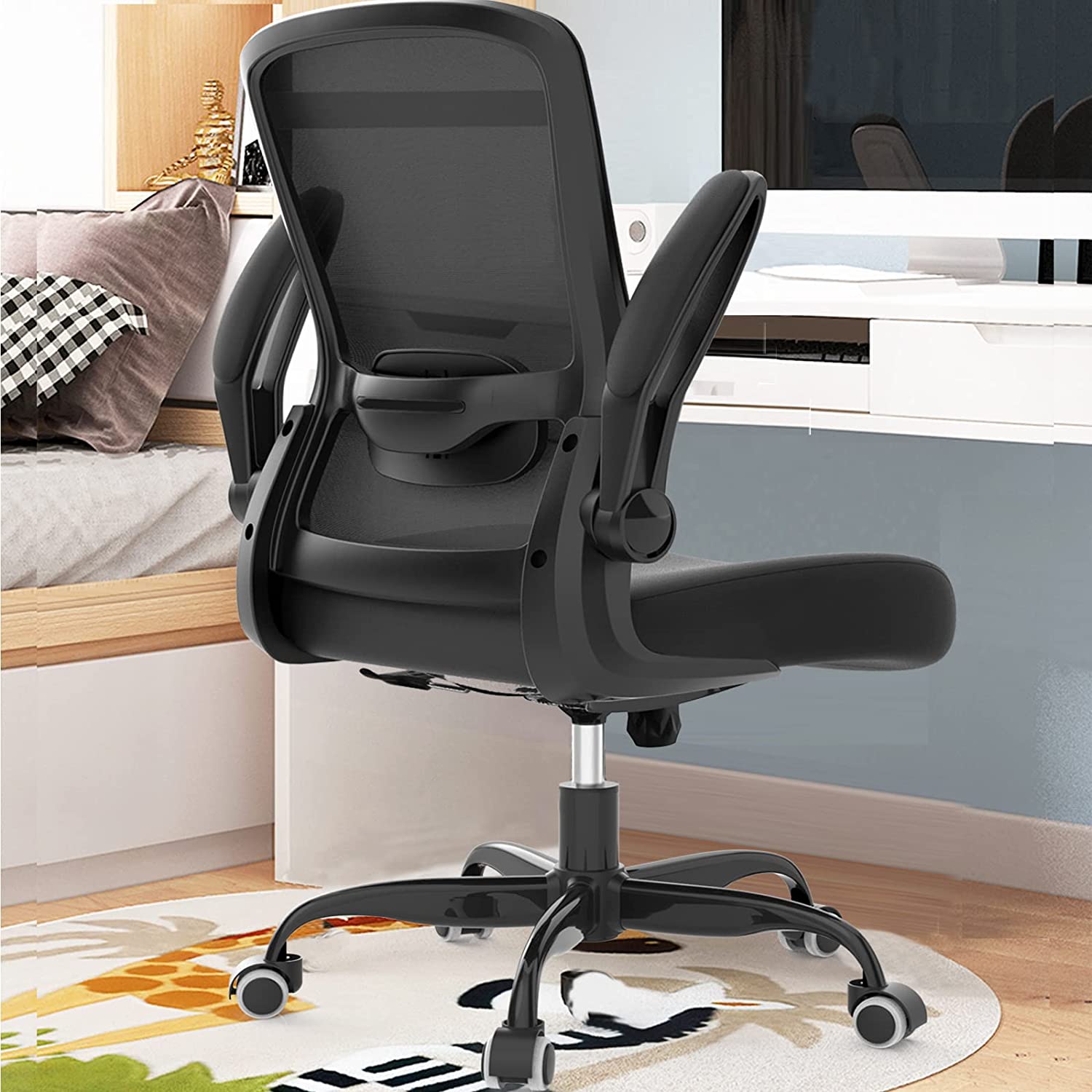 Miniatura Office Chair Ergonomic Desk Chair with Adjustable Lumbar Support High Back Mesh Computer Chair with Flipup ArmrestsBIFMA Passed Task Chairs Executive Chair for Home Office